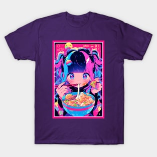 Cute Anime Girl |  Ramen Noodles | Hentaii Chibi Kawaii Design T-Shirt